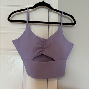 Purple Cropped Ribbed Tank